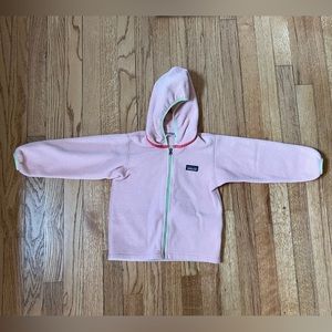 Patagonia 4T light pink hooded fleece jacket